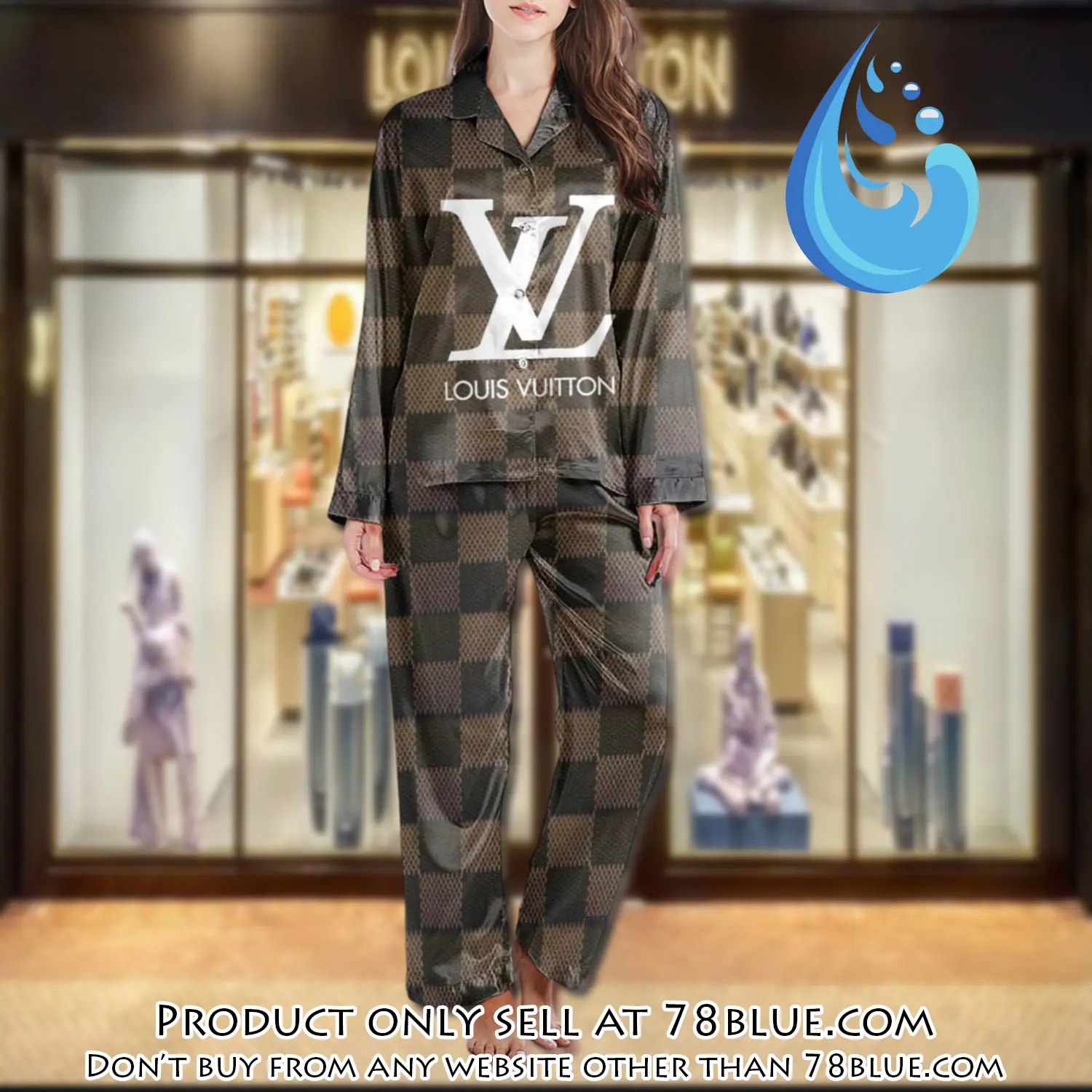 Lv monogram long satin pajama set pjs1025 78b2028464